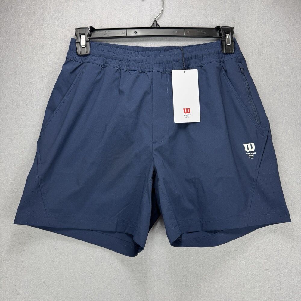 NWT Wilson Tiebreaker Tennis Shorts Unlined Breathable Navy Blue Men’s Small